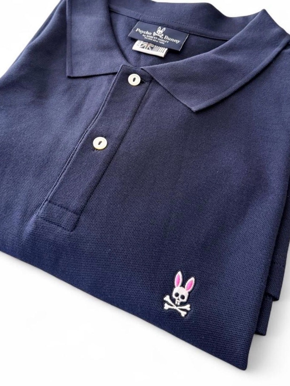 Psycho Bunny Navy Short Sleeve Polo with Contrast Bunny Logo